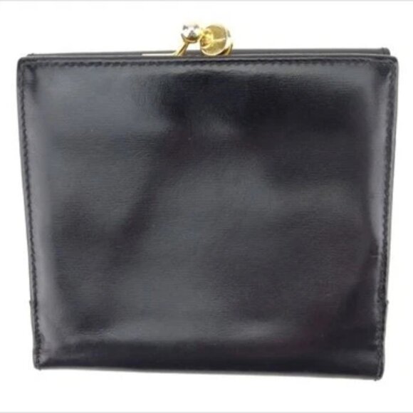 Salvatore Ferragamo Wallet Purse Vera Black leather Woman Authentic Used D2030